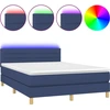 Image de vidaXL Lit Boxspring avec matelas & LED Bleu 140x190 cm Tissu