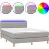 Image de vidaXL Lit Boxspring avec matelas & LED Gris clair 140x200 cm Tissu