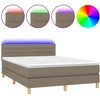 Image de vidaXL Lit Boxspring avec matelas & LED Taupe 140x200 cm Tissu