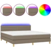 Image de vidaXL Lit Boxspring avec matelas & LED Taupe 160x200 cm Tissu