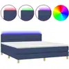 Image de vidaXL Lit Boxspring avec matelas & LED Bleu 160x200 cm Tissu