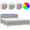 Image de vidaXL Lit boxspring avec matelas & LED gris clair 180x200 cm Tissu
