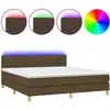 Image de vidaXL Lit Boxspring avec matelas & LED Marron foncé 180x200 cm Tissu