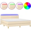 Image de vidaXL Lit Boxspring avec matelas & LED Crème 180x200 cm Tissu