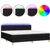 Image de vidaXL Lit Boxspring avec matelas & LED Noir 200x200 cm Tissu