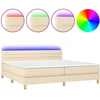 Image de vidaXL Lit boxspring avec matelas & LED Crème 200x200 cm Tissu
