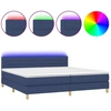 Image de vidaXL Lit Boxspring avec matelas & LED Bleu 200x200 cm Tissu