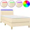 Image de vidaXL Lit Boxspring avec matelas & LED Crème 80x200 cm Tissu
