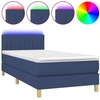 Image de vidaXL Lit Boxspring avec matelas & LED Bleu 90x190 cm Tissu