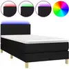 Image de vidaXL Lit Boxspring avec matelas & LED Noir 90x200 cm Tissu