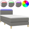 Image de vidaXL Lit boxspring avec matelas & LED gris foncé 100x200 cm Tissu