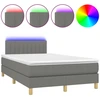 Image de vidaXL Lit boxspring avec matelas & LED gris foncé 120x200 cm Tissu
