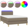 Image de vidaXL Lit Boxspring avec matelas & LED Taupe 120x200 cm Tissu