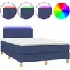 Image de vidaXL Lit Boxspring avec matelas & LED Bleu 120x200 cm Tissu