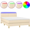 Image de vidaXL Lit Boxspring avec matelas & LED Crème 140x190 cm Tissu