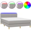 Image de vidaXL Lit Boxspring avec matelas & LED Gris clair 140x200 cm Tissu