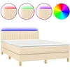 Image de vidaXL Lit Boxspring avec matelas & LED Crème 140x200 cm Tissu