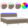 Image de vidaXL Lit Boxspring avec matelas & LED Taupe 160x200 cm Tissu