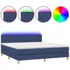 Image de vidaXL Lit Boxspring avec matelas & LED Bleu 160x200 cm Tissu