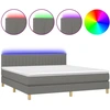 Image de vidaXL Lit boxspring avec matelas & LED gris foncé 180x200 cm Tissu
