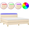 Image de vidaXL Lit Boxspring avec matelas & LED Crème 180x200 cm Tissu