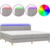Image de vidaXL Lit boxspring avec matelas & LED gris clair 200x200 cm Tissu