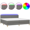 Image de vidaXL Lit boxspring avec matelas & LED gris foncé 200x200 cm Tissu