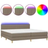 Image de vidaXL Lit Boxspring avec matelas & LED Taupe 200x200 cm Tissu