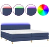 Image de vidaXL Lit Boxspring avec matelas & LED Bleu 200x200 cm Tissu