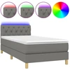 Image de vidaXL Lit boxspring avec matelas & LED gris foncé 80x200 cm Tissu