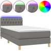 Image de vidaXL Lit boxspring avec matelas & LED gris foncé 90x200 cm Tissu