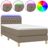 Image de vidaXL Lit Boxspring avec matelas & LED Taupe 100x200 cm Tissu