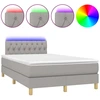 Image de vidaXL Lit boxspring avec matelas & LED gris clair 120x200 cm Tissu
