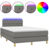 Image de vidaXL Lit boxspring avec matelas & LED gris foncé 120x200 cm Tissu