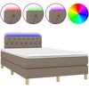 Image de vidaXL Lit Boxspring avec matelas & LED Taupe 120x200 cm Tissu