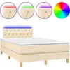 Image de vidaXL Lit Boxspring avec matelas & LED Crème 120x200 cm Tissu