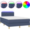 Image de vidaXL Lit Boxspring avec matelas & LED Bleu 120x200 cm Tissu