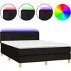 Image de vidaXL Lit Boxspring avec matelas & LED Noir 140x200 cm Tissu
