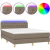 Image de vidaXL Lit Boxspring avec matelas & LED Taupe 140x200 cm Tissu