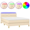 Image de vidaXL Lit Boxspring avec matelas & LED Crème 140x200 cm Tissu
