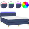 Image de vidaXL Lit Boxspring avec matelas & LED Bleu 140x200 cm Tissu