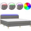 Image de vidaXL Lit boxspring avec matelas & LED gris foncé 160x200 cm Tissu