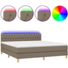 Image de vidaXL Lit Boxspring avec matelas & LED Taupe 160x200 cm Tissu