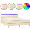 Image de vidaXL Lit Boxspring avec matelas & LED Crème 160x200 cm Tissu