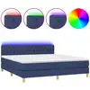 Image de vidaXL Lit Boxspring avec matelas & LED Bleu 160x200 cm Tissu