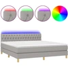 Image de vidaXL Lit boxspring avec matelas & LED gris clair 180x200 cm Tissu