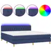 Image de vidaXL Lit Boxspring avec matelas & LED Bleu 180x200 cm Tissu