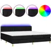 Image de vidaXL Lit Boxspring avec matelas & LED Noir 200x200 cm Tissu