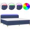 Image de vidaXL Lit Boxspring avec matelas & LED Bleu 200x200 cm Tissu