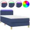 Image de vidaXL Lit Boxspring avec matelas & LED Bleu 80x200 cm Tissu